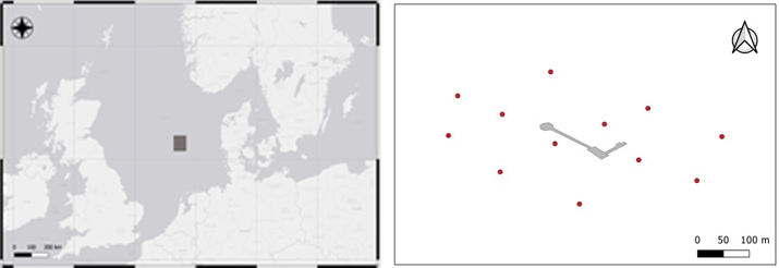 Acoustic receiver array.